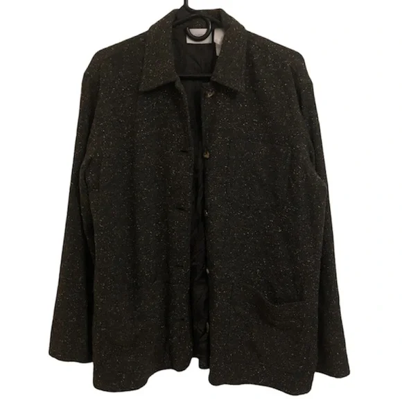 Liz Claiborne Wool Blend Tweed Button-Down Jacket - Picture 1 of 7